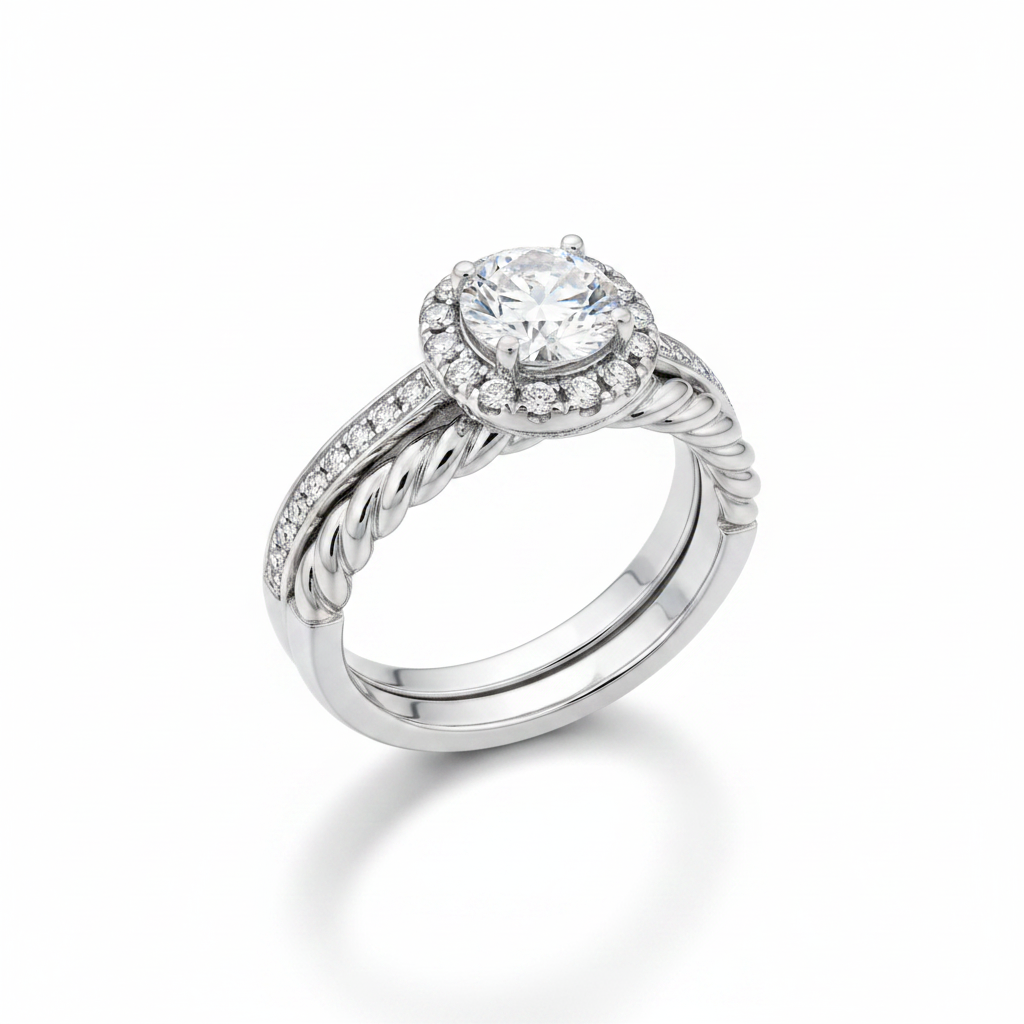 White Gold Halo Bridal Ring