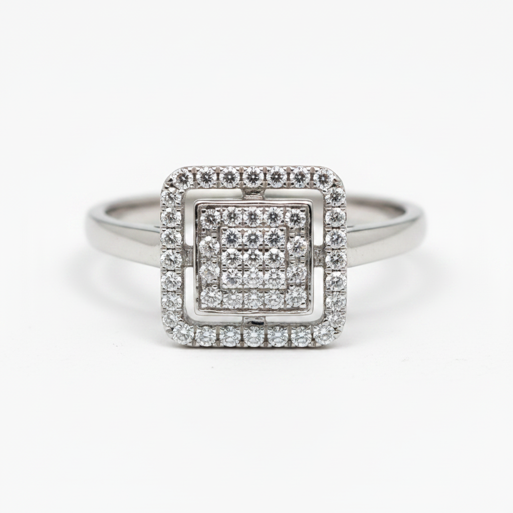 Square Halo Engagement Ring