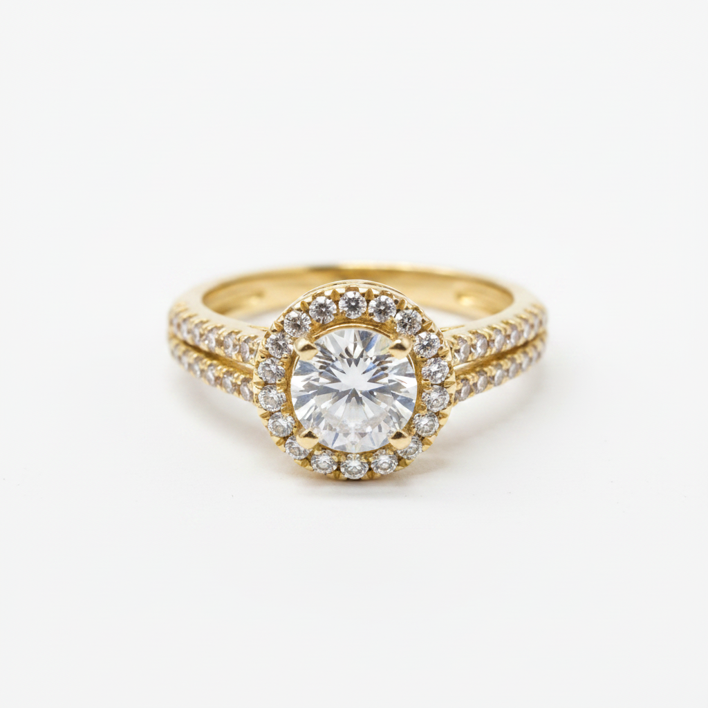 Yellow Gold Halo Ring