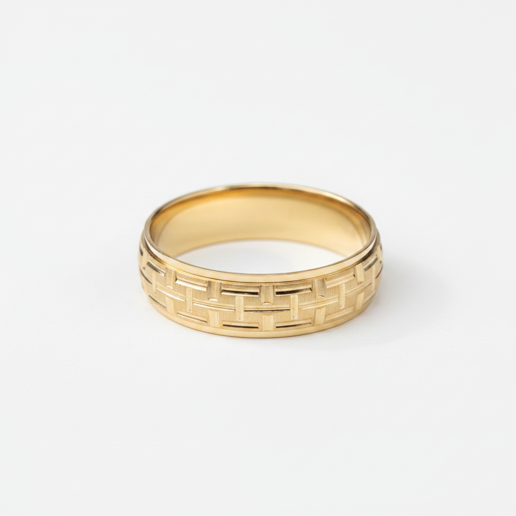 Patterned Yellow Gold Band
