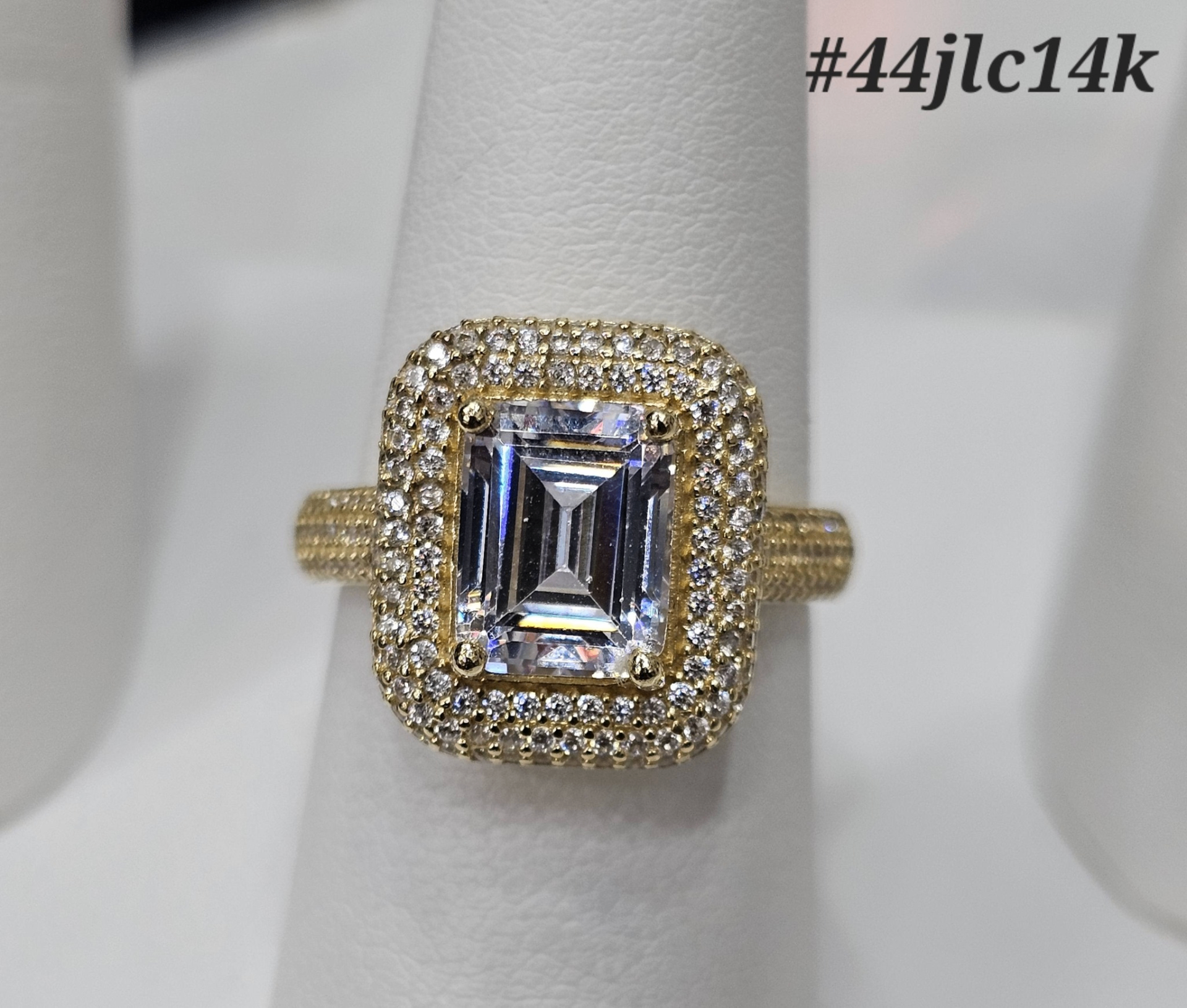 Emerald Cut Halo Ring